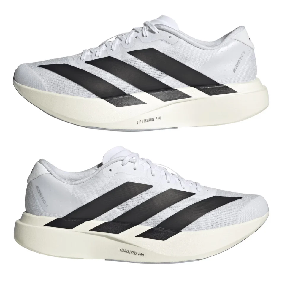 adidas Men's Adizero Evo SL Running Shoes in Cloud White/Core Black/Cloud White AW25 - Image 2