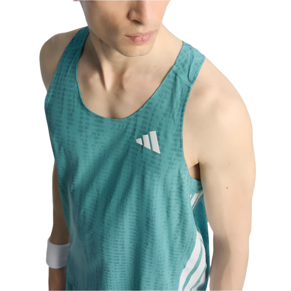 adidas Men's Adizero Running Singlet in Powder Teal/Preloved Teal AW25 - Image 4