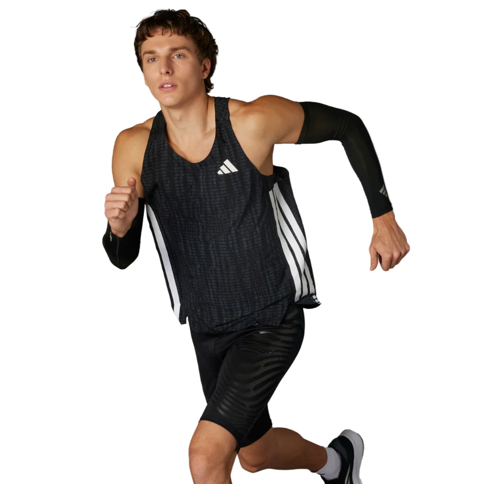 adidas Men's Adizero Running Tank Top in Carbon/Black SS26 - Image 2