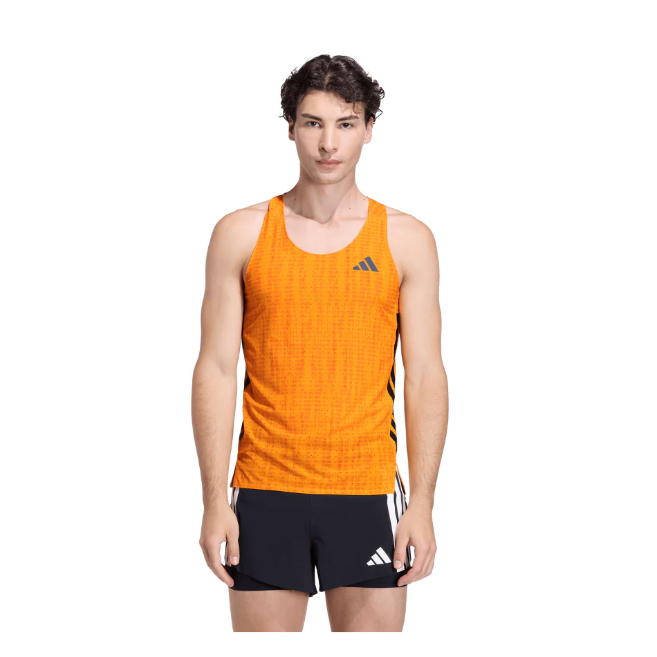 adidas Men's Adizero Running Tank Top in Pure Tangerine/Pure Orange SS26 - Image 2