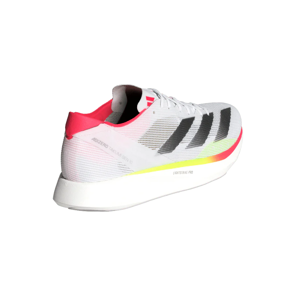 Adidas Men's Adizero Takumi Sen 10 Running Shoes in Cloud White/Core Black/Lucid Red SS25 - Image 3