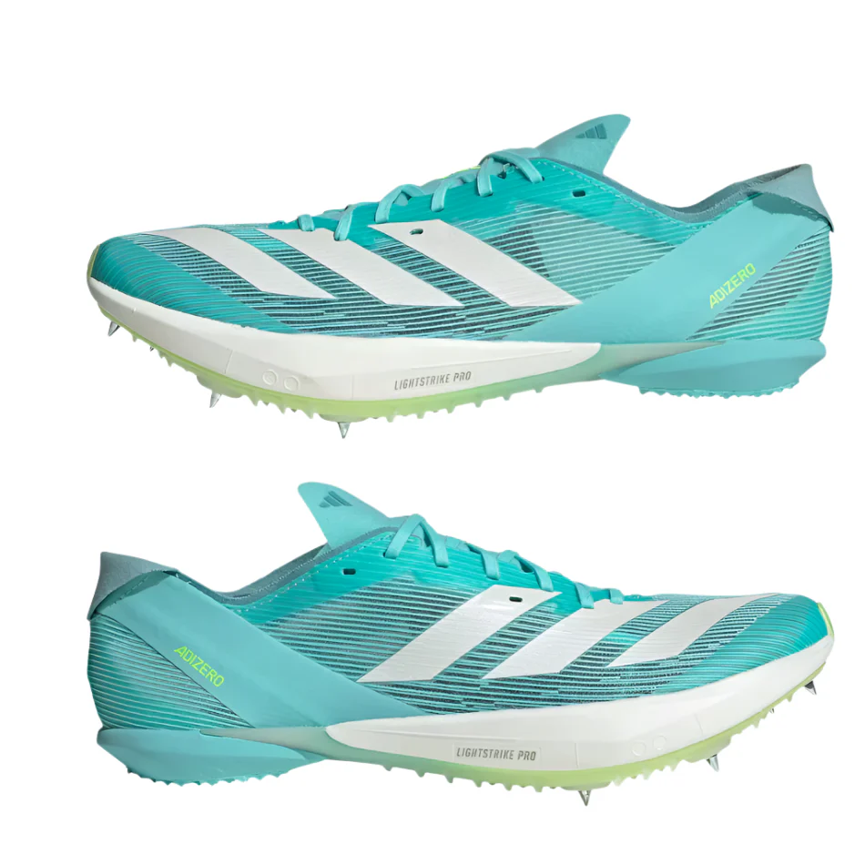 Adidas Unisex Adizero Ambition Track Running Spikes in Flash Aqua/Zero Metalic/Lucid Lemon AW25 - Image 4