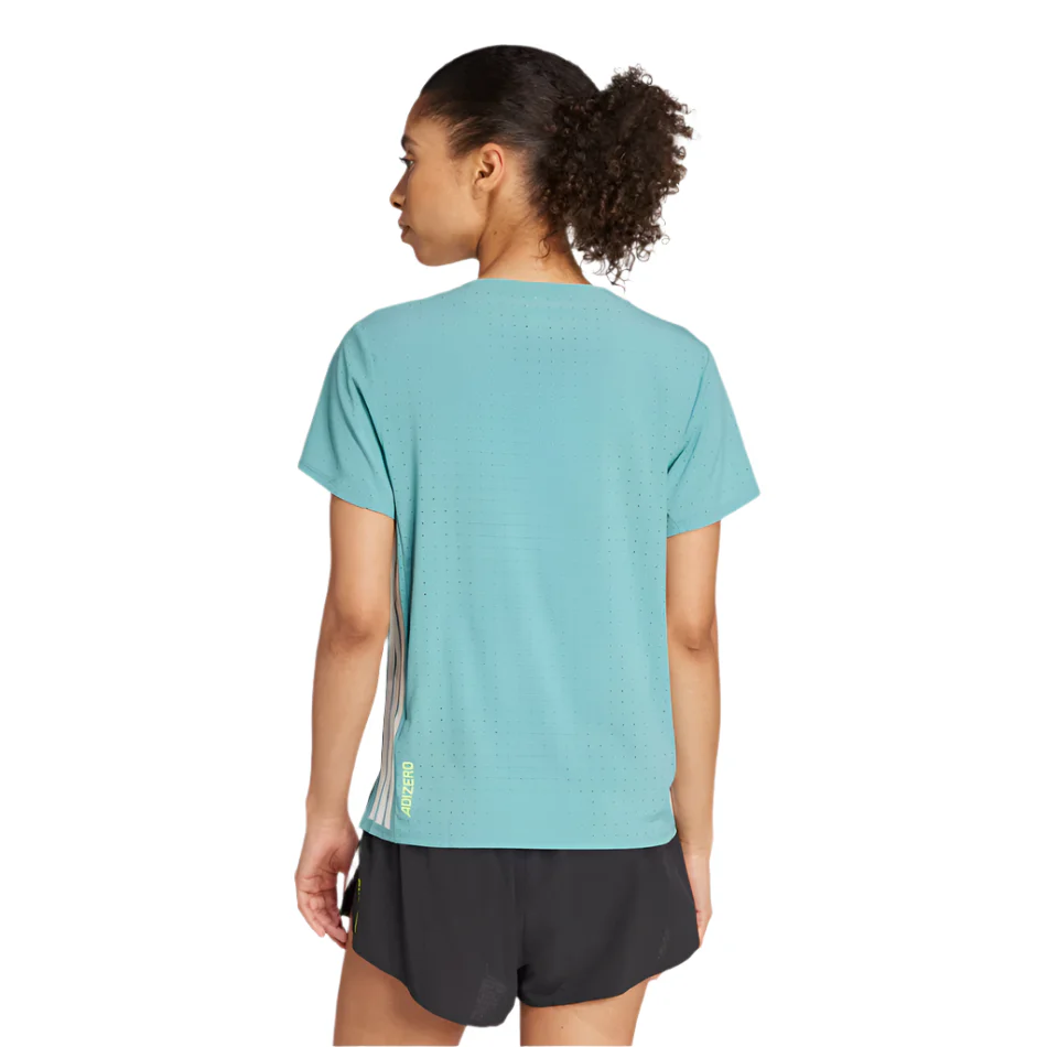 Adidas Women's Adizero Short Sleeved Running Tee in Powder Teal AW25 - Image 3