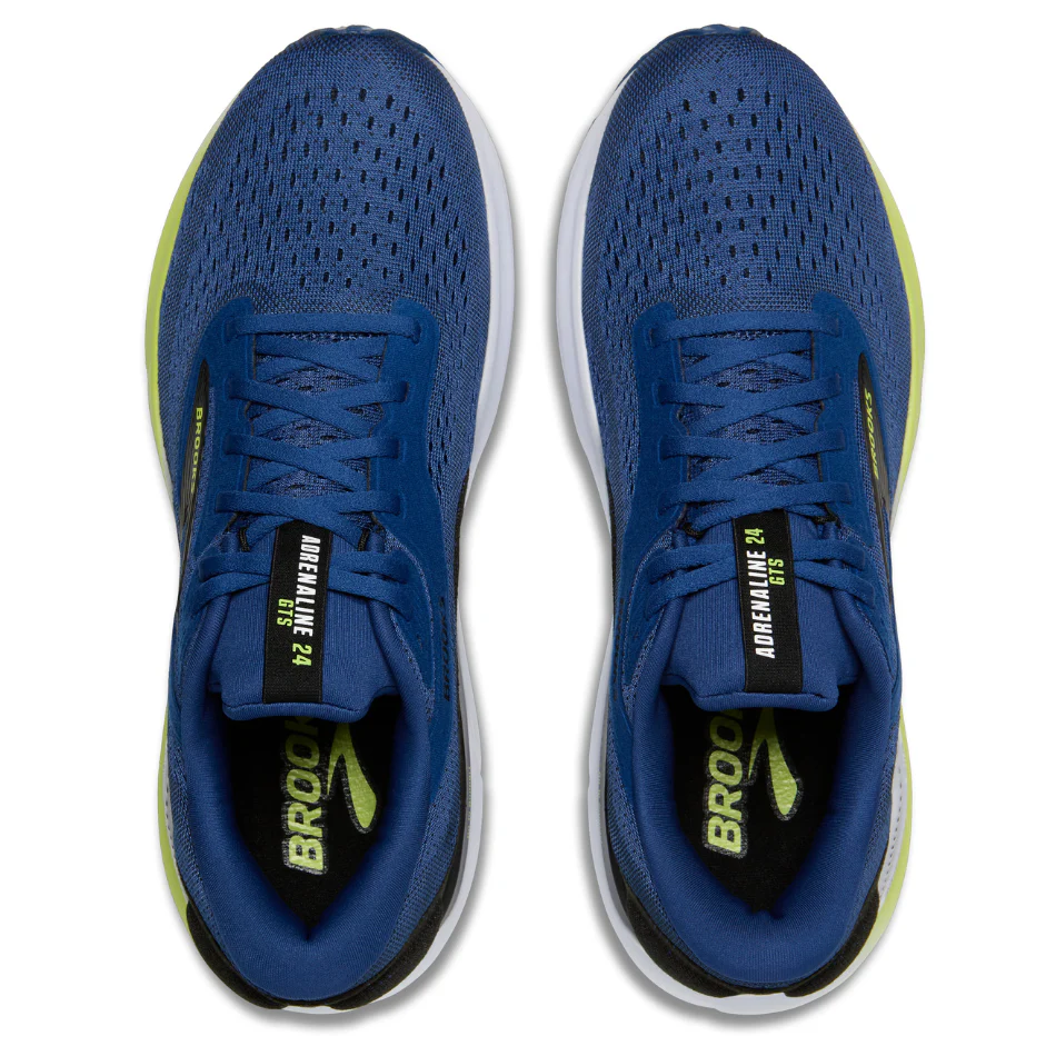 Brooks Men's Adrenaline GTS 24 Running Shoes in Navy Peony/Black/Acid Lime - Image 2