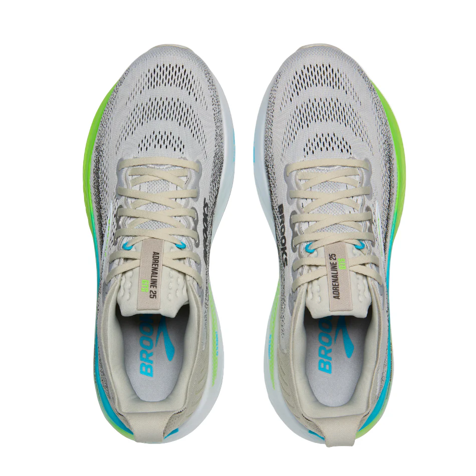 Brooks Men's Adrenaline GTS 25 Running Shoes in Oyster/Green Gecko/Blue SS26 - Image 2