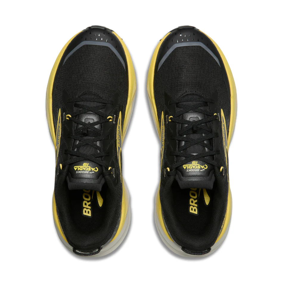 Brooks Men's Cascadia 19 Trail Running Shoes in Black/Yellow/Chateau SS26 - Image 2