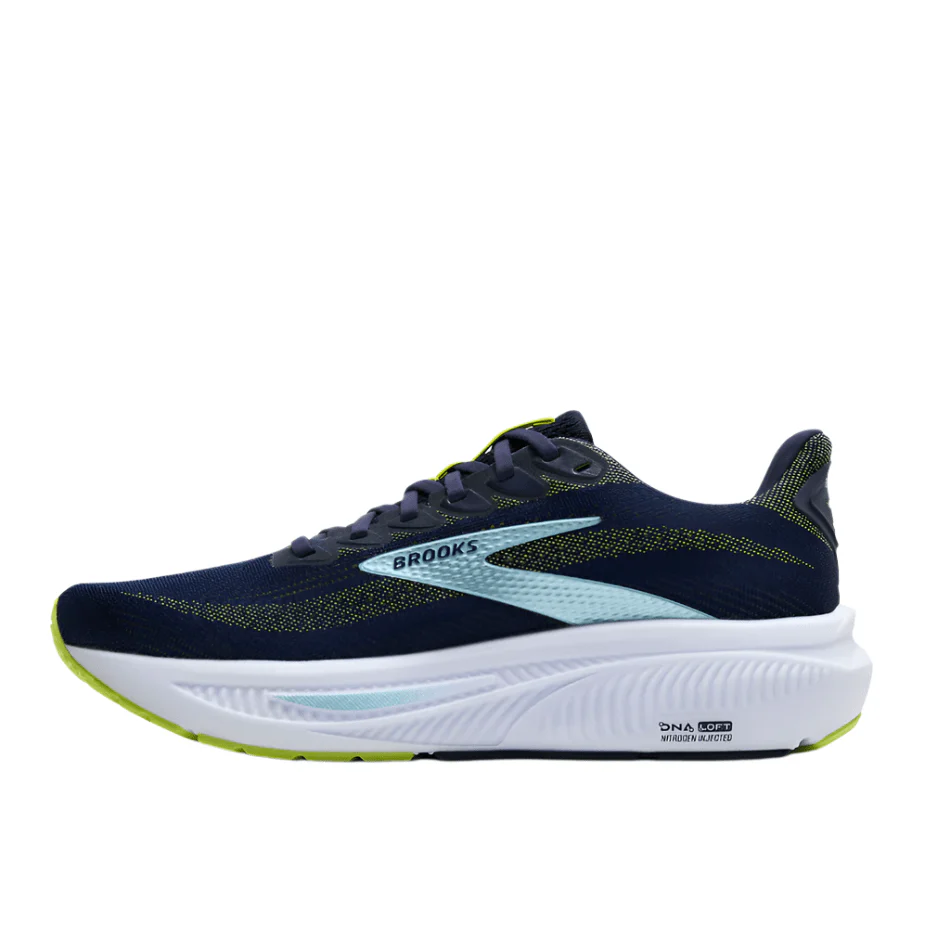 Brooks Men's Ghost 17 2E Wide Fit Running Shoes in Peacoat/Lime/Blue AW25 - Image 5