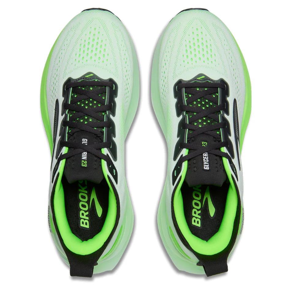 Brooks Men's Glycerin 23 Running Shoes in White/Phantom/Green Gecko SS26 - Image 2