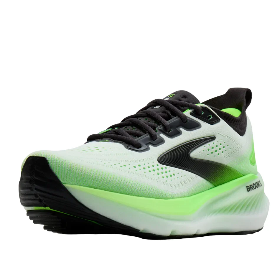 Brooks Men's Glycerin 23 Running Shoes in White/Phantom/Green Gecko SS26 - Image 4
