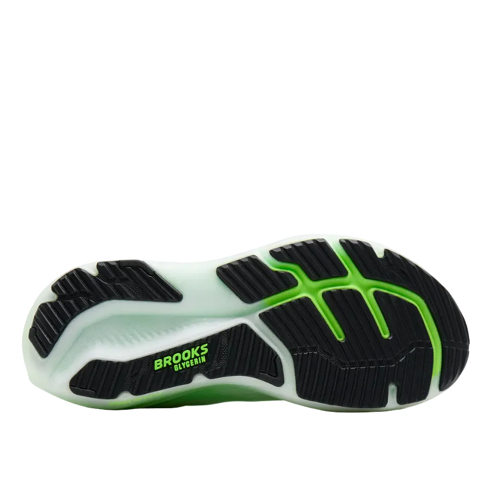 Brooks Men's Glycerin 23 Running Shoes in White/Phantom/Green Gecko SS26 - Image 5