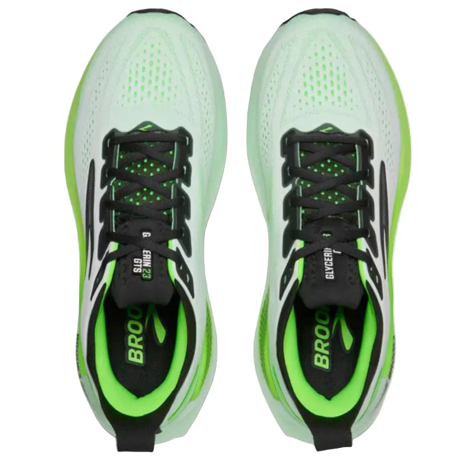 Brooks Men's Glycerin GTS 23 Running Shoes in White/Phantom/Green Gecko SS26 - Image 2
