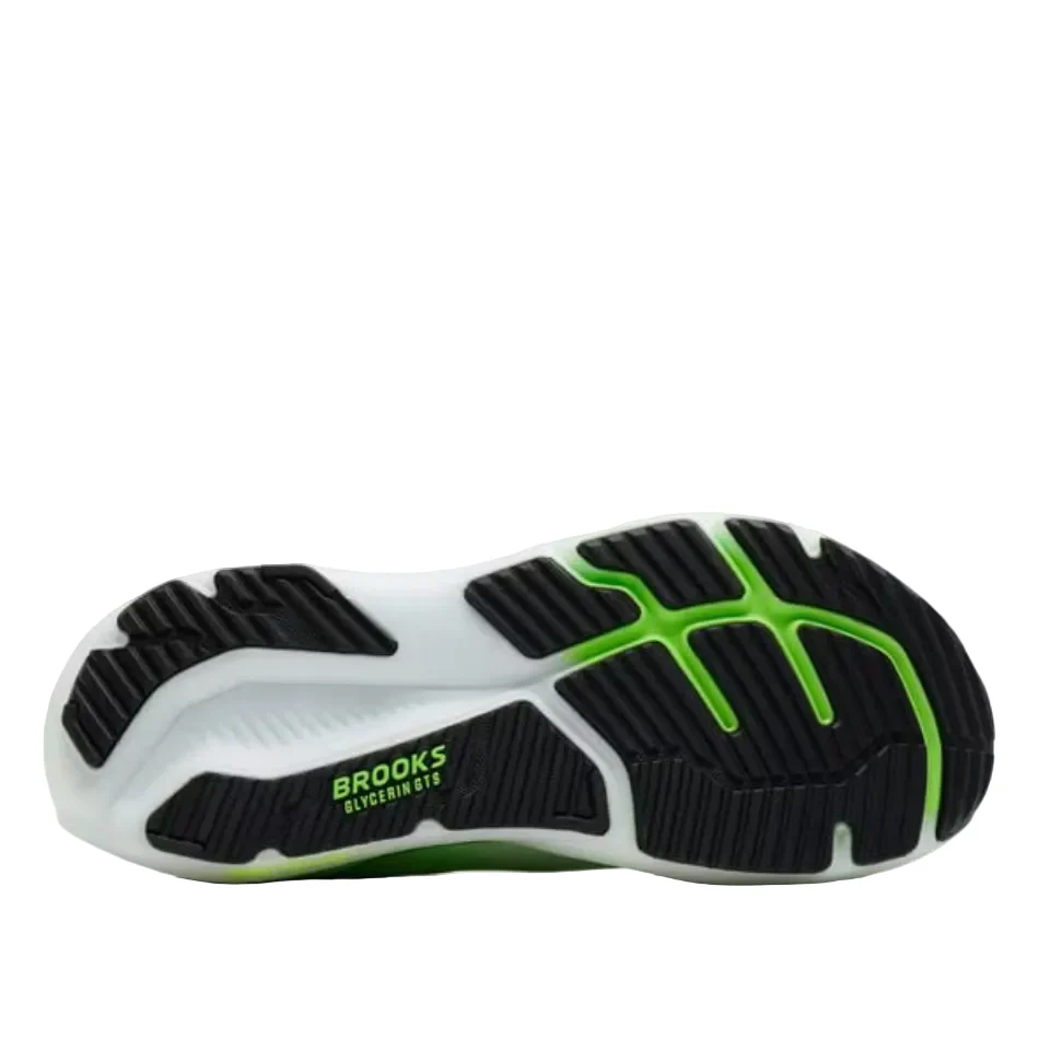 Brooks Men's Glycerin GTS 23 Running Shoes in White/Phantom/Green Gecko SS26 - Image 4