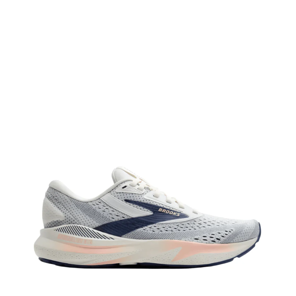 Brooks Women's Adrenaline GTS 24 Running Shoes D Width (Wide Fit) in Grey/Blue Ribbon/Peach SS25