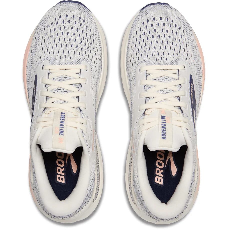 Brooks Women's Adrenaline GTS 24 Running Shoes D Width (Wide Fit) in Grey/Blue Ribbon/Peach SS25 - Image 2