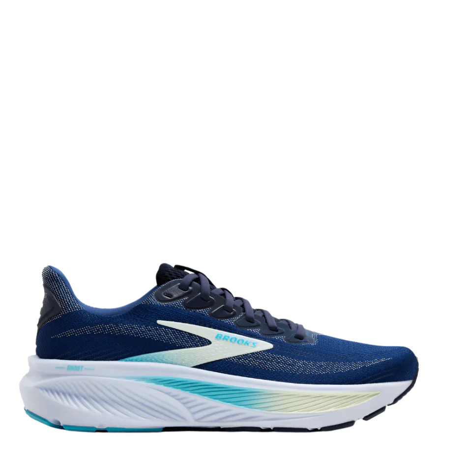 Brooks Women's Ghost 17 D Wide Fit Running Shoes in Navy/Green/Turquoise AW25