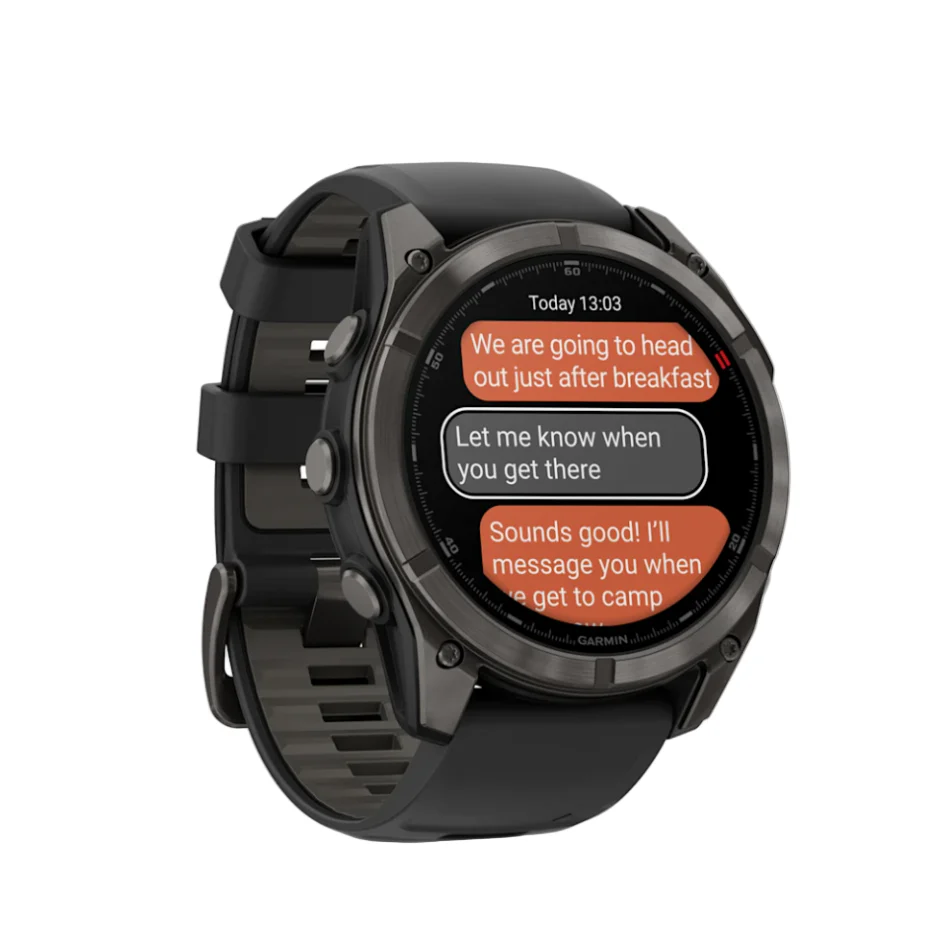 Garmin Fenix 8 Pro GPS Watch 51mm LTE in Sapphire, Carbon Grey DLC Titanium with Black/Pebble Gray Silicone Band - Image 3