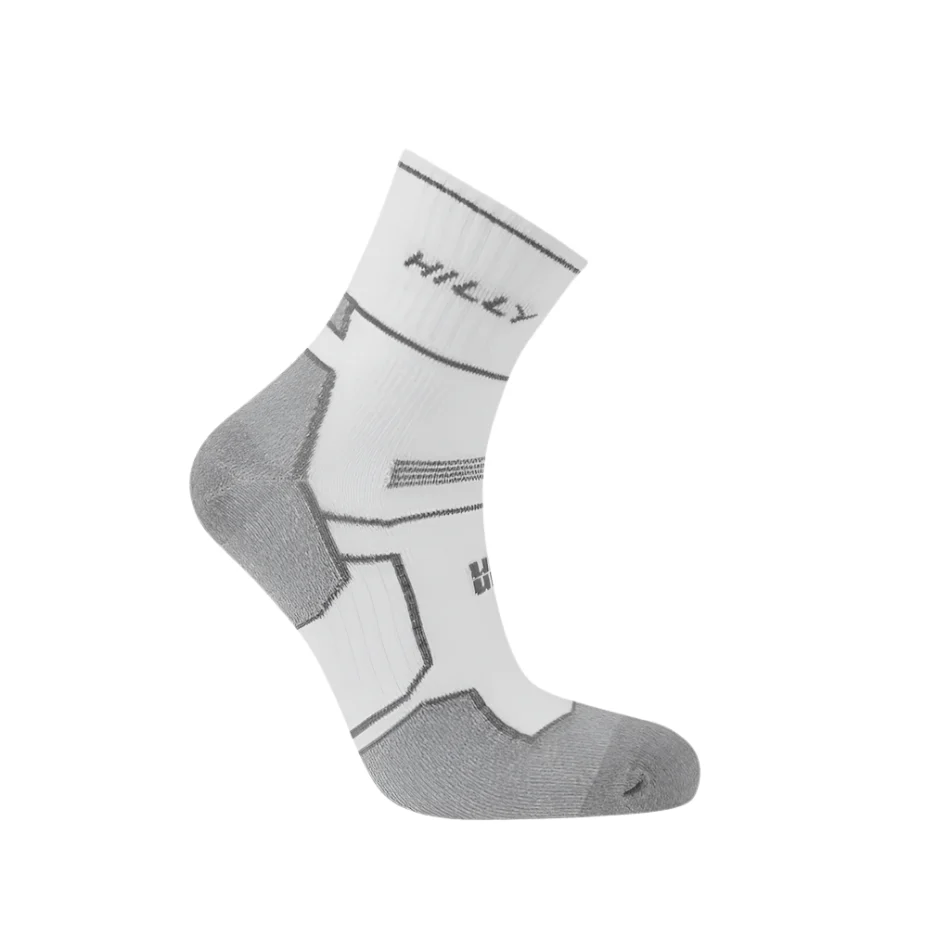 Hilly Twin Skin Anklet Med Running Socks in White/Grey Marl SS25