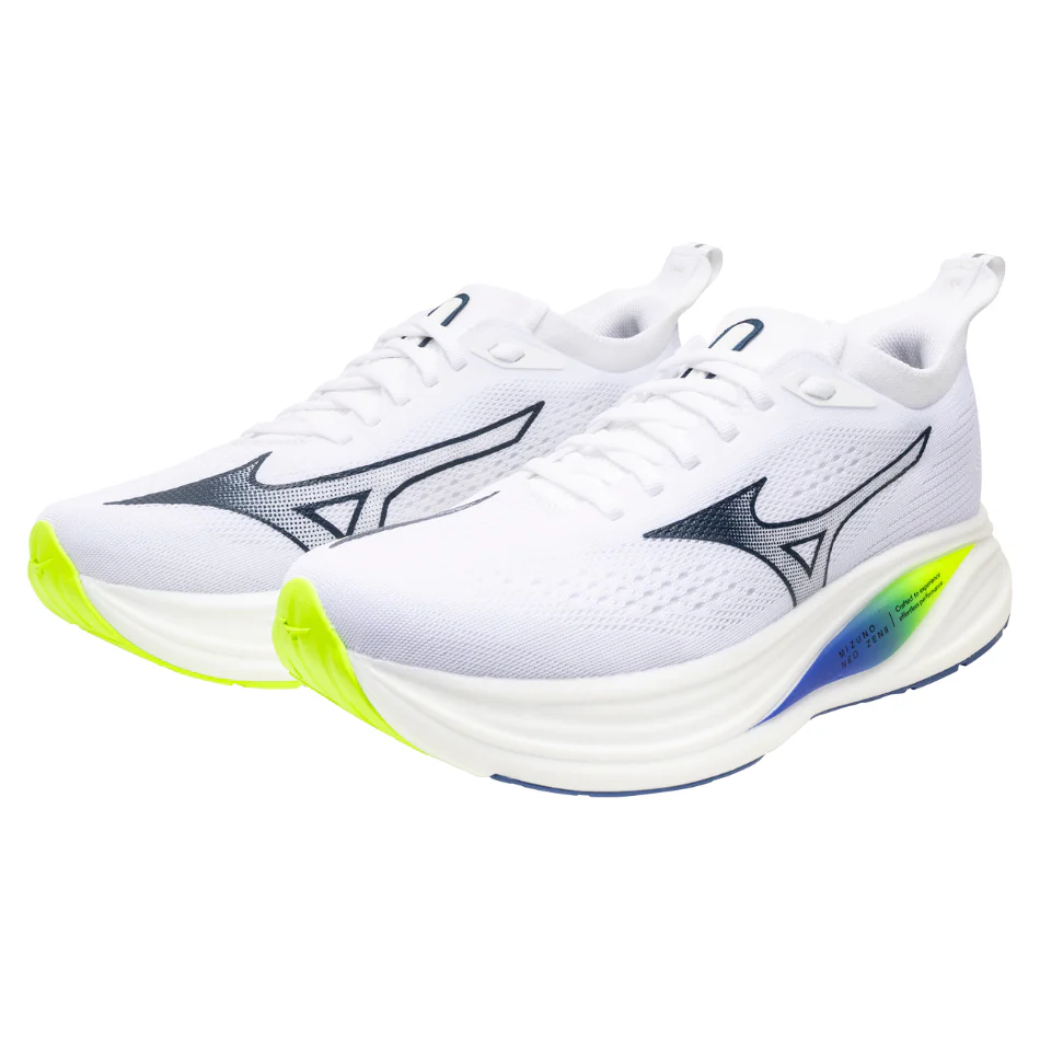 Mizuno Men's Neo Zen 2 Running Shoes in White/Estate Blue/Lightening Yellow SS26 - Image 3