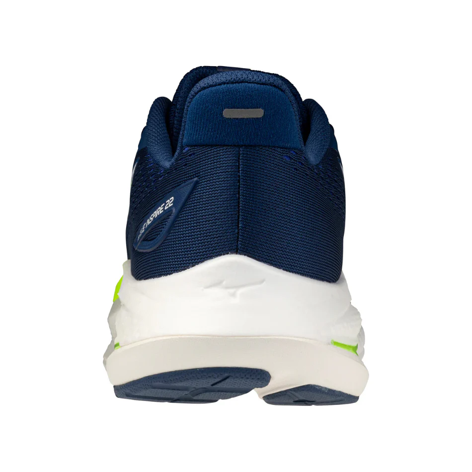 Mizuno Men's Wave Inspire 22 Running Shoes in Estate Blue/Lightning Yellow SS26 - Image 2