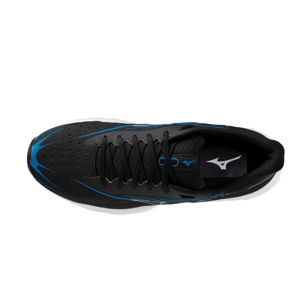 Mizuno Men's Wave Skyrise 6 Running Shoes in Black/White/Blue Pace SS25 - Image 2