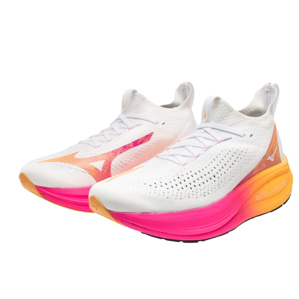Mizuno Unisex Neo Vista 2 Running Shoes in White/White/Pink Tetra AW25 - Image 3