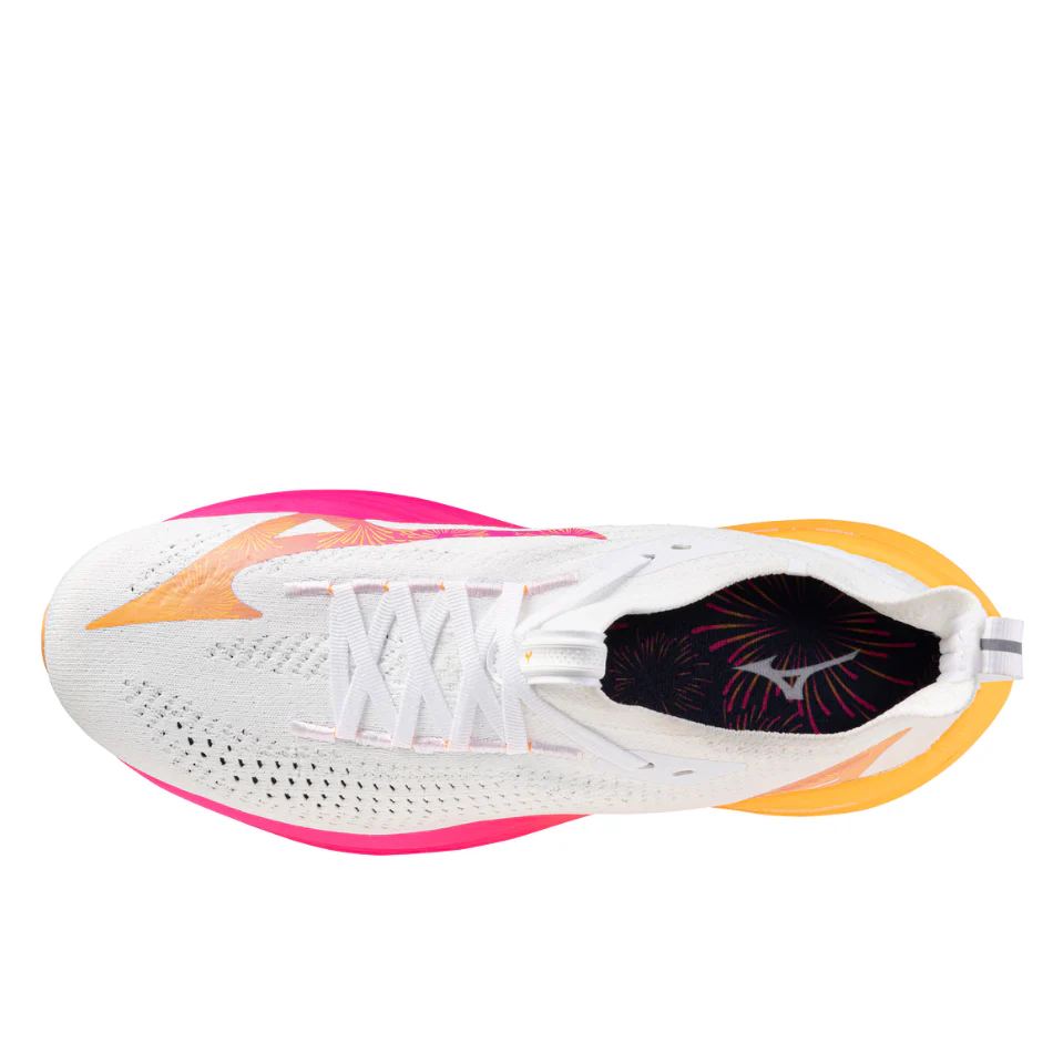 Mizuno Unisex Neo Vista 2 Running Shoes in White/White/Pink Tetra AW25 - Image 4