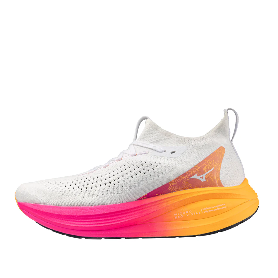 Mizuno Unisex Neo Vista 2 Running Shoes in White/White/Pink Tetra AW25 - Image 7