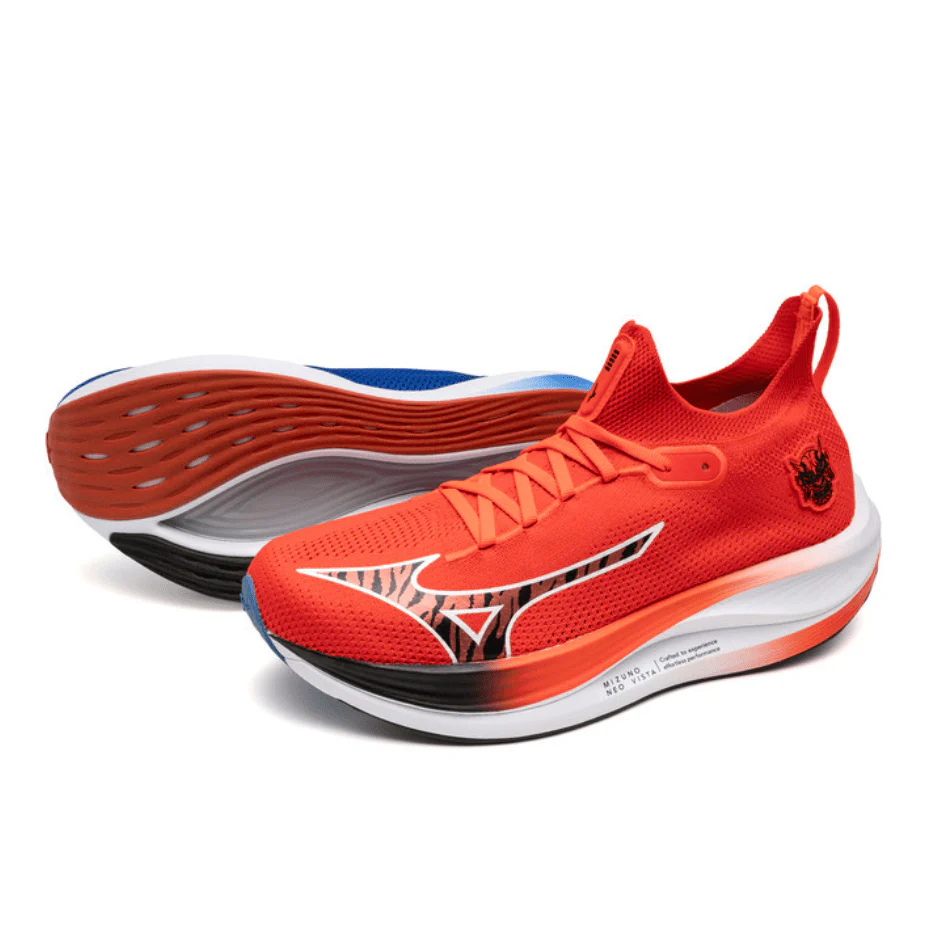 Mizuno Unisex Neo Vista Running Shoes in Oni Demon Mizuno Ignition Red/Black/Baseball Blue SS25 - Image 5