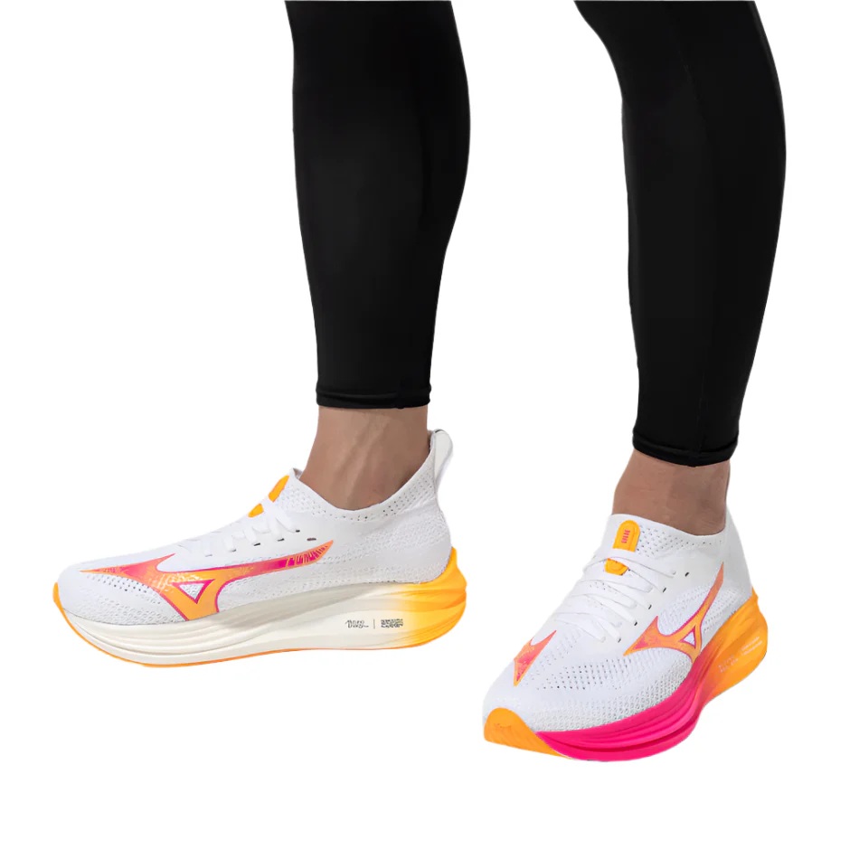 Mizuno Unisex Neo Zen Running Shoes in White/Tang Orange/Pink Tetra AW25 - Image 3