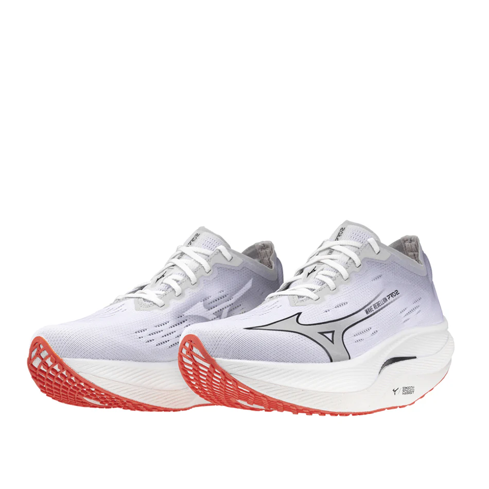 Mizuno Women's Wave Rebellion Pro 2 Running Shoes in White/Harbor Mist/Cayenne SS24 - Image 2