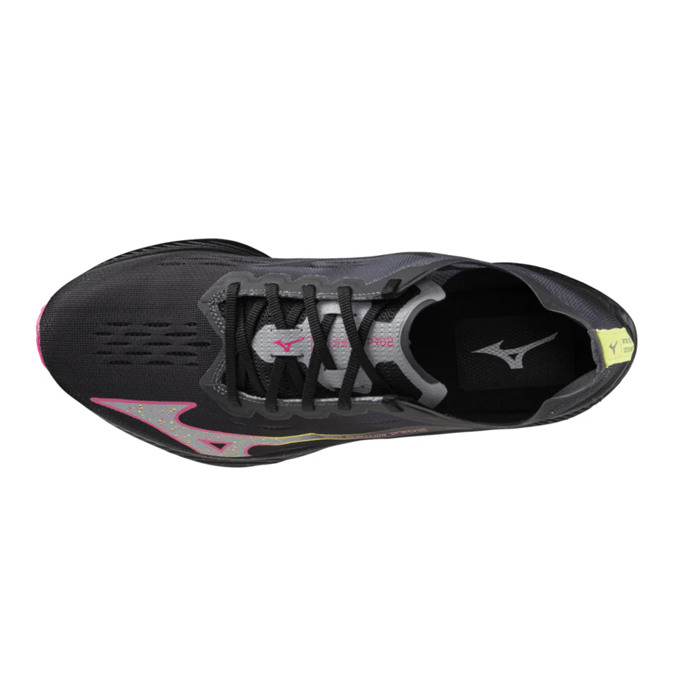 Mizuno Unisex Wave Rebellion Pro 2 Running Shoes in Black/Silver/Pink/Tetra AW24 - Image 4