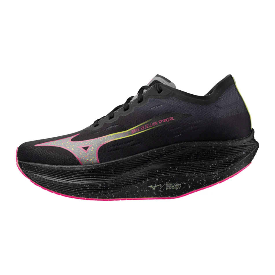 Mizuno Unisex Wave Rebellion Pro 2 Running Shoes in Black/Silver/Pink/Tetra AW24 - Image 6