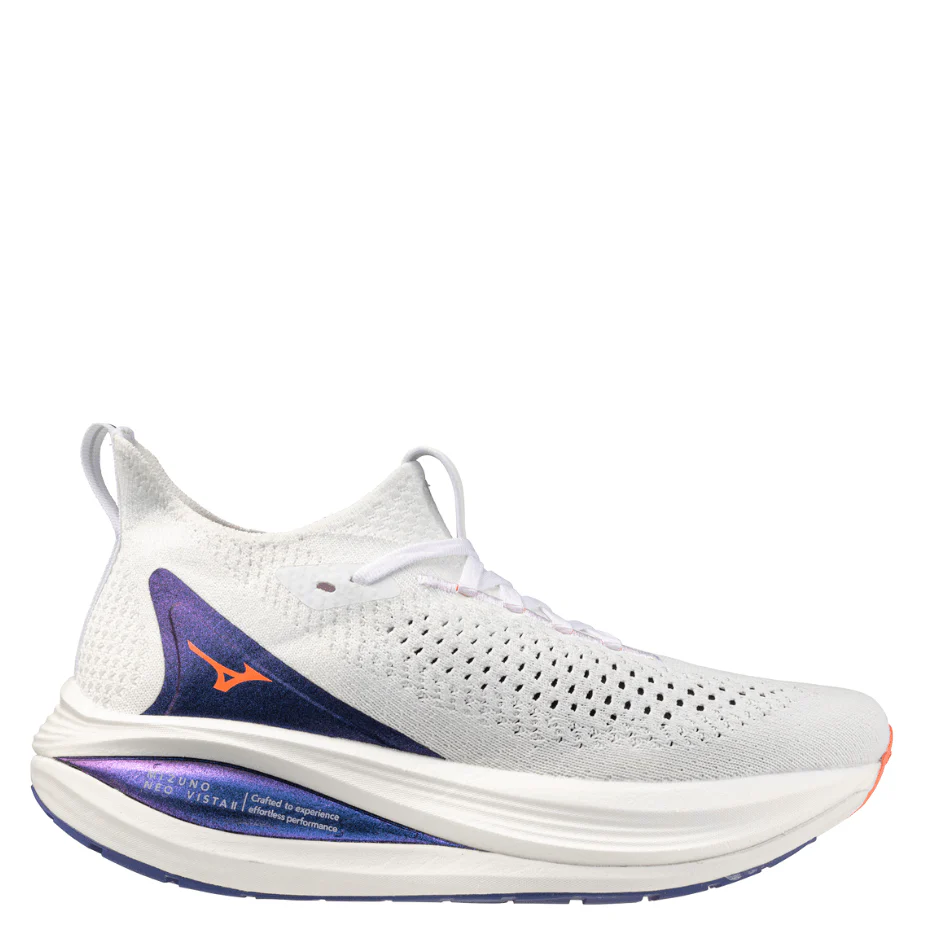 Mizuno Women's Neo Vista 2 Running Shoes in White/Striking Coral/Iris Bloom AW25