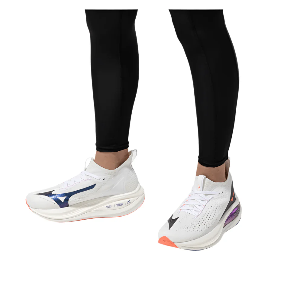 Mizuno Women's Neo Vista 2 Running Shoes in White/Striking Coral/Iris Bloom AW25 - Image 2