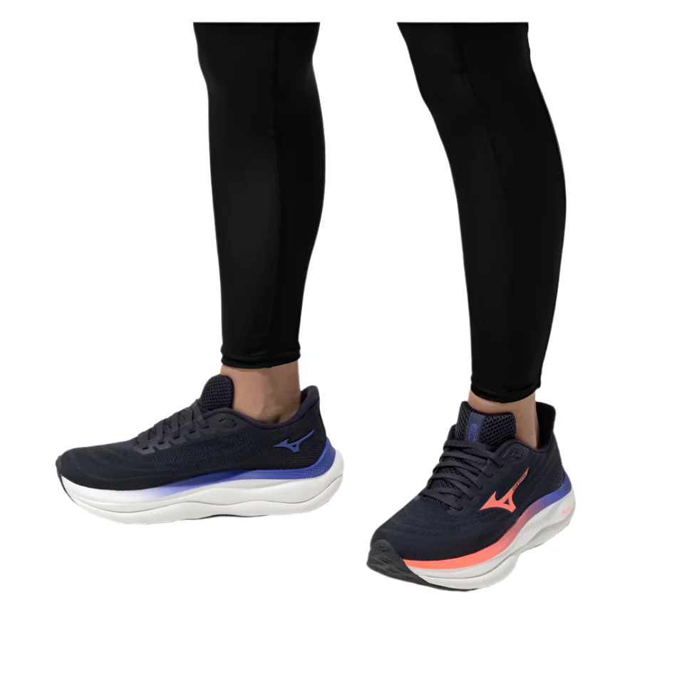 Mizuno Women's Wave Sky 9 Running Shoes in Odyssey Gray/Striking Coral/Iris Bloom AW25 - Image 2