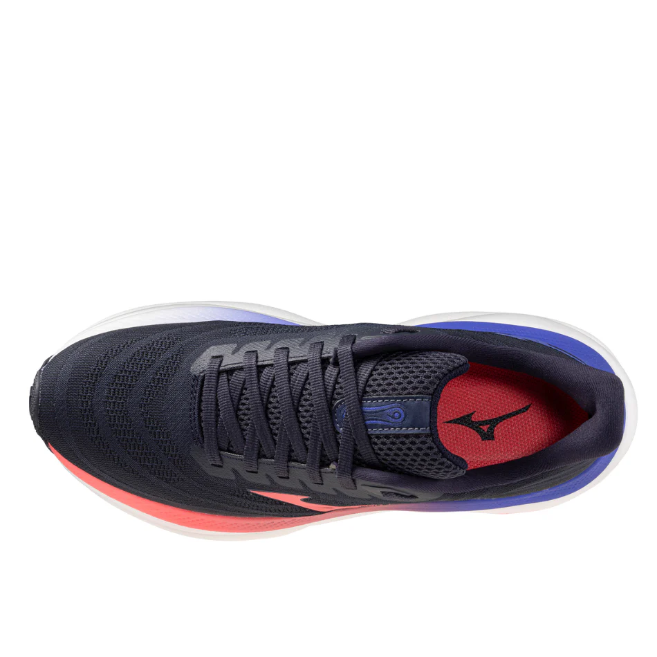 Mizuno Women's Wave Sky 9 Running Shoes in Odyssey Gray/Striking Coral/Iris Bloom AW25 - Image 4