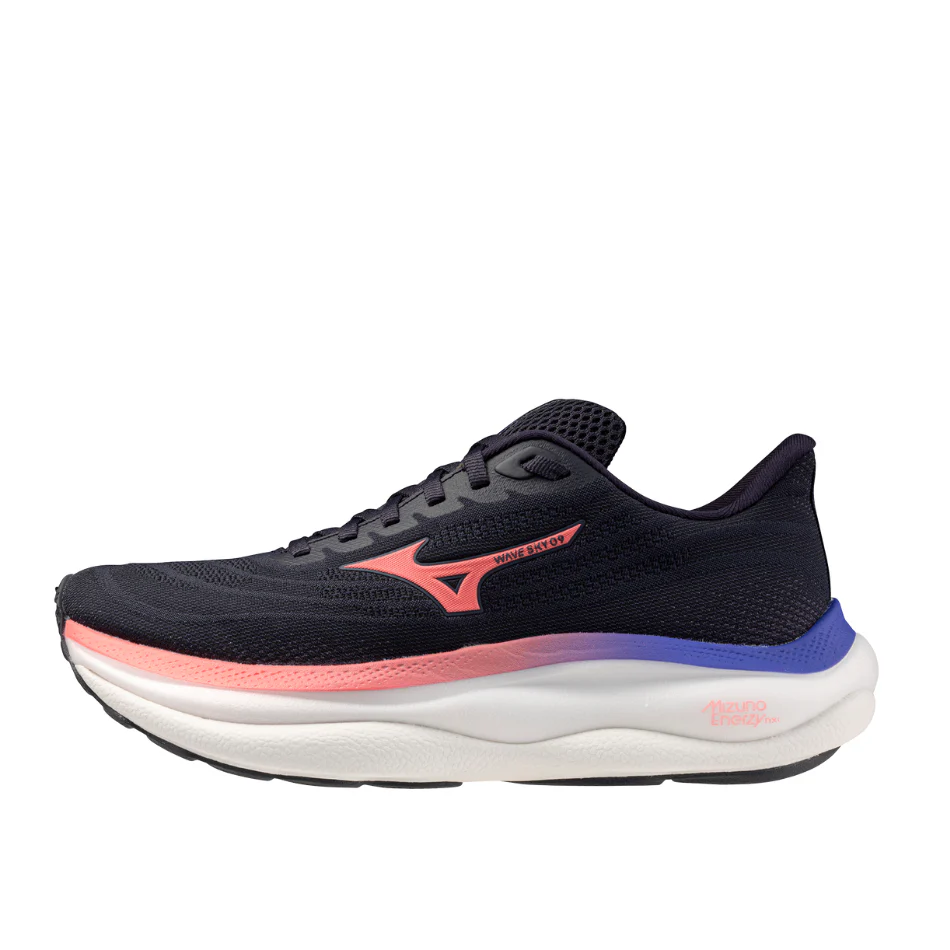Mizuno Women's Wave Sky 9 Running Shoes in Odyssey Gray/Striking Coral/Iris Bloom AW25 - Image 7