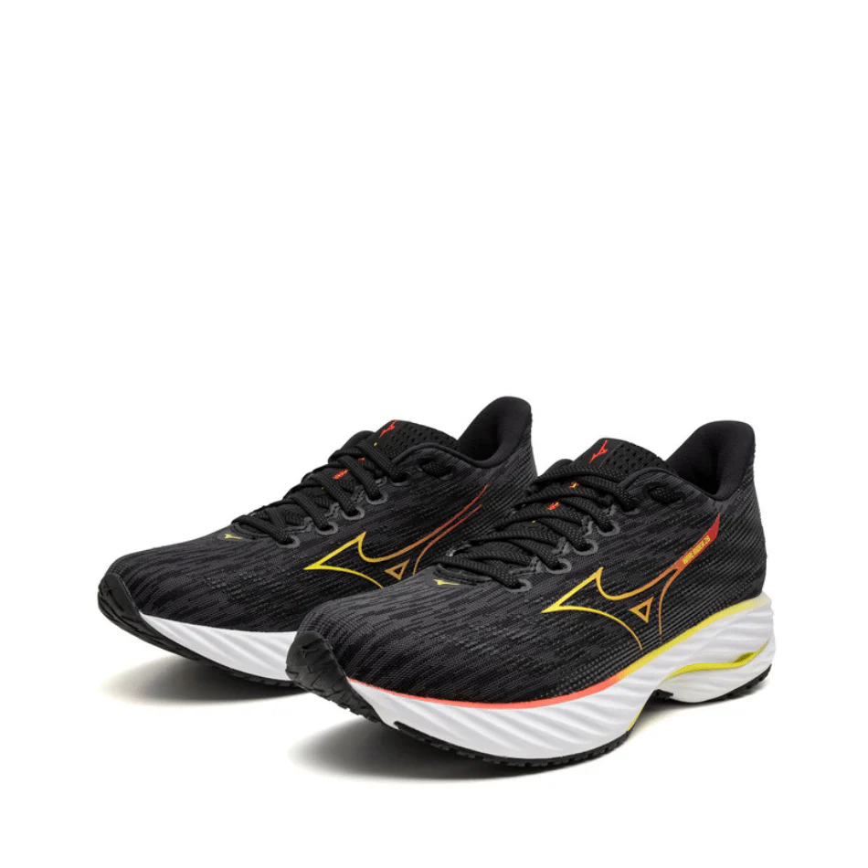 Mizuno Women's Wave Rider 28 Running Shoes in Black/Evening Primrose/Poppy Reid SS25 - Image 4