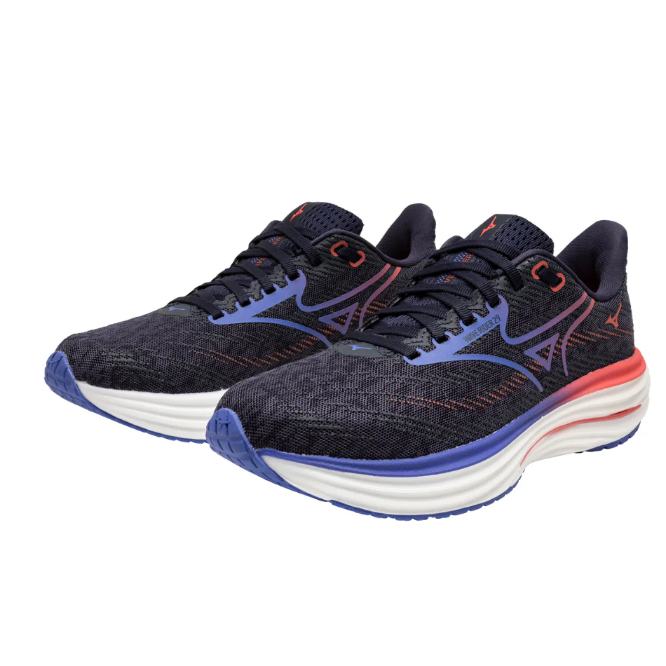 Mizuno Women's Wave Rider 29 Running Shoes in Odyssey Gray/Iris Bloom/Calypso Coral AW25 - Image 3
