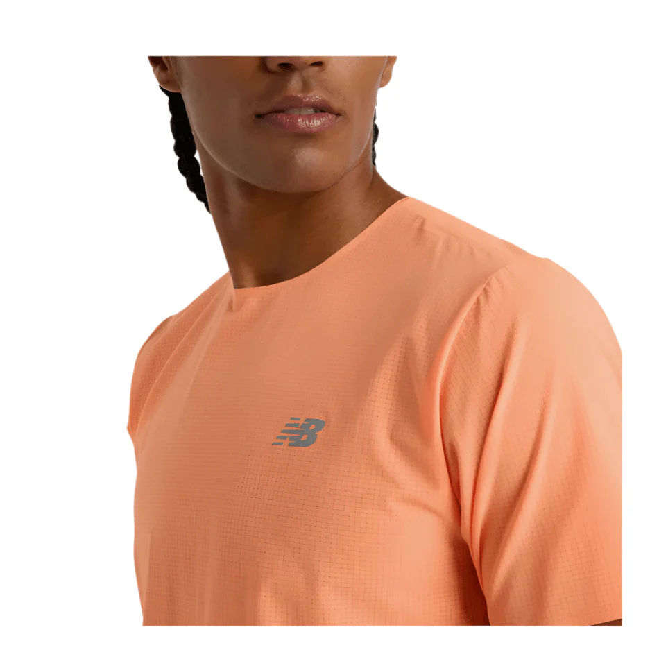 New Balance Men's Race Day Ultralight Short Sleeved T-Shirt in Hot Mango SS25 - Image 3