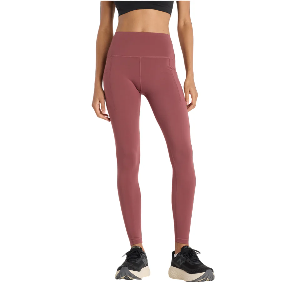 New Balance Women's Sleek Pocket High Rise Legging 27" in Washed Burgundy AW25 - Image 3