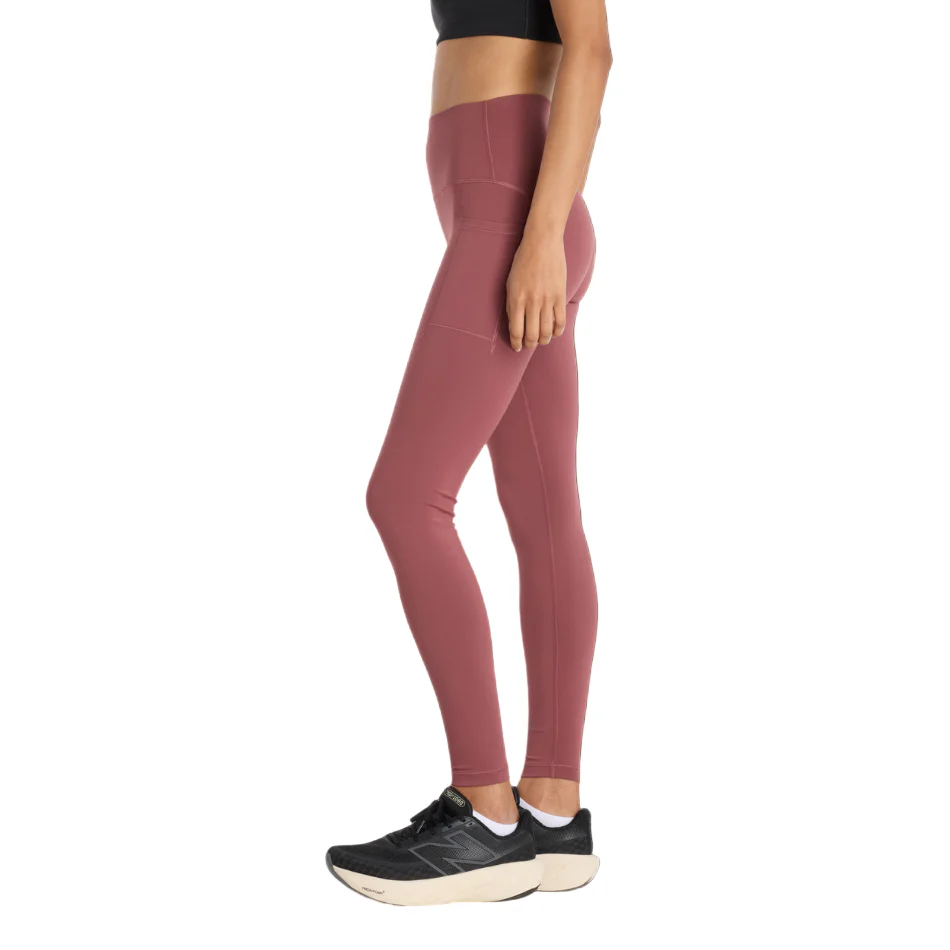 New Balance Women's Sleek Pocket High Rise Legging 27" in Washed Burgundy AW25 - Image 5