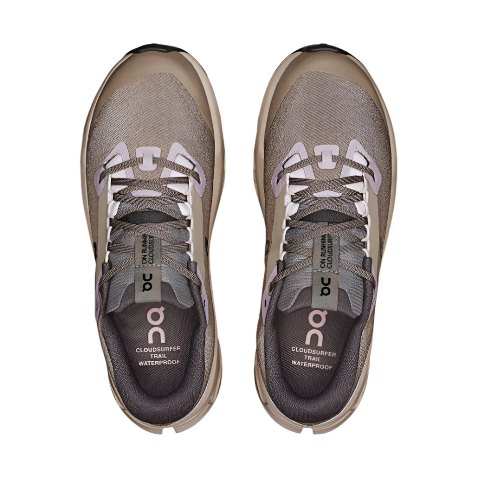 On Women's Cloudsurfer Trail 2 Waterproof Running Shoes in Cinder/Desert AW25 - Image 2