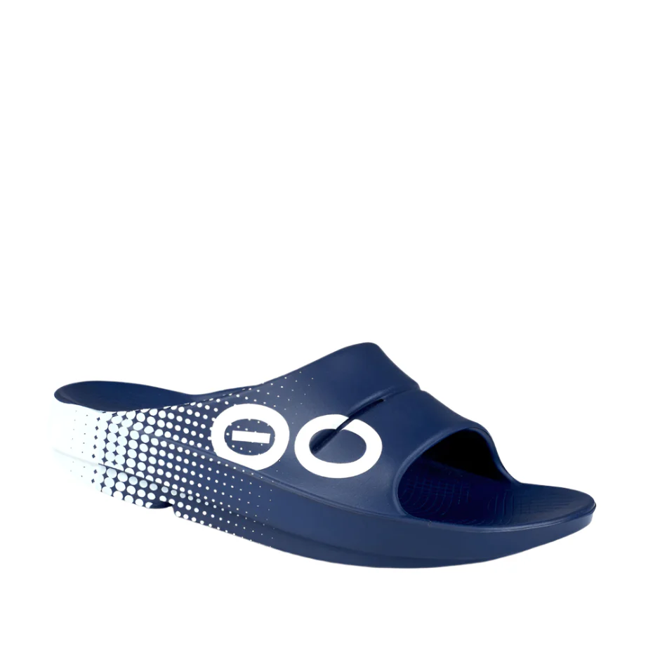 OOFOS Men's OOahh Sport Slide Sandals in Navy Matrix SS25