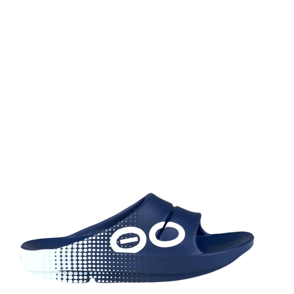 OOFOS Men's OOahh Sport Slide Sandals in Navy Matrix SS25 - Image 2