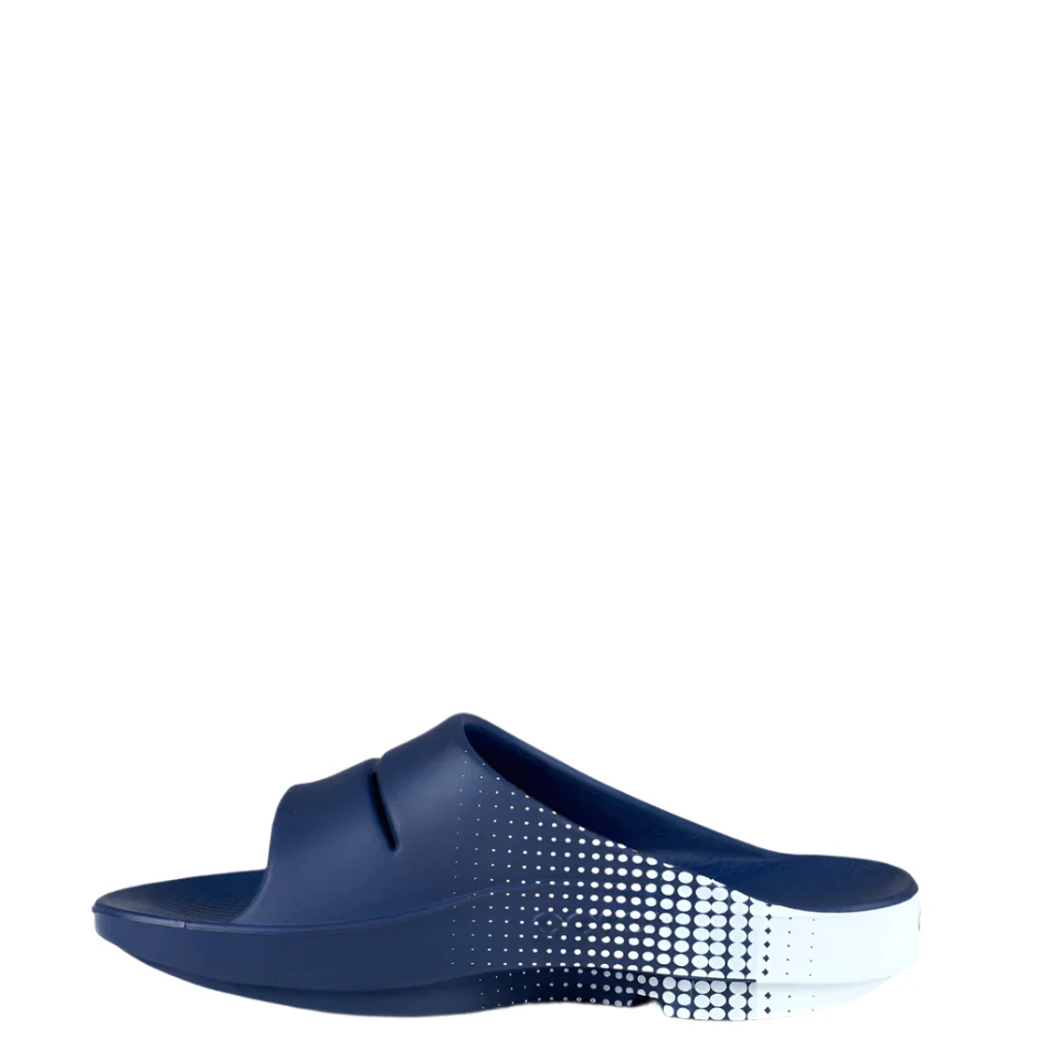 OOFOS Men's OOahh Sport Slide Sandals in Navy Matrix SS25 - Image 3