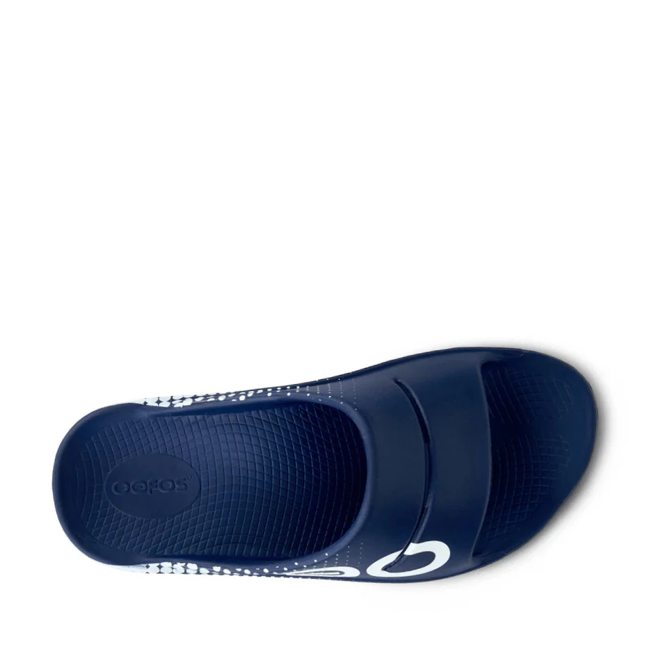 OOFOS Men's OOahh Sport Slide Sandals in Navy Matrix SS25 - Image 4