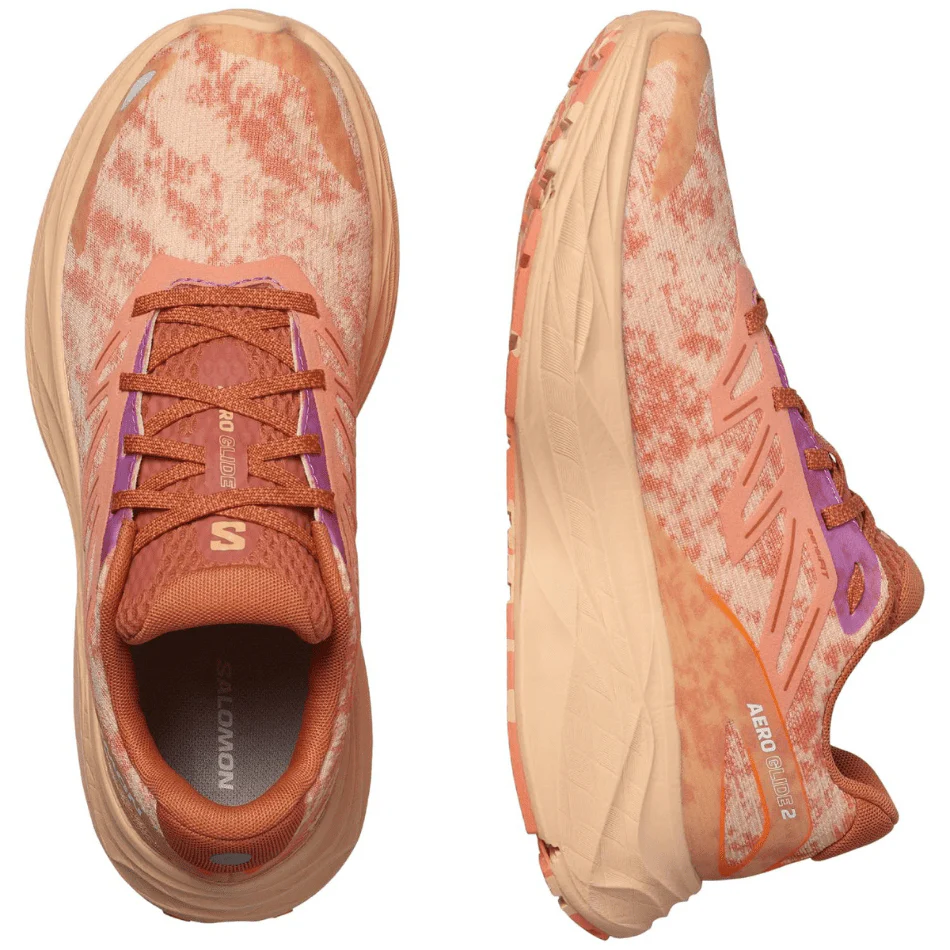 Salomon Women's Aero Glide 2 Running Shoes in Spice Route/Peach Quartz/Fresh Salmon - Image 2