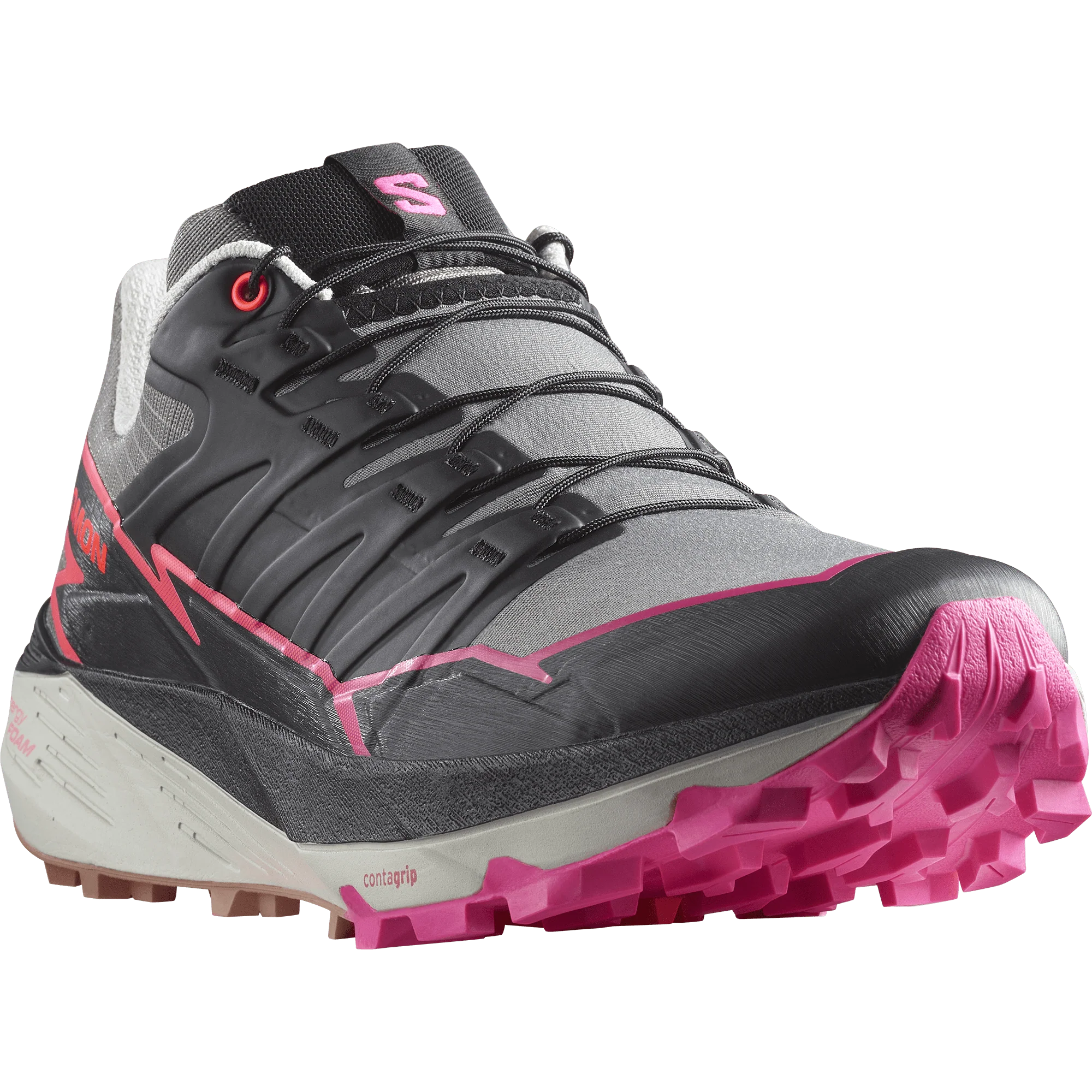 Salomon Women's Thundercross Trail Running Shoes in Plum Kitten/Black/Pink Glo AW23 - Image 2