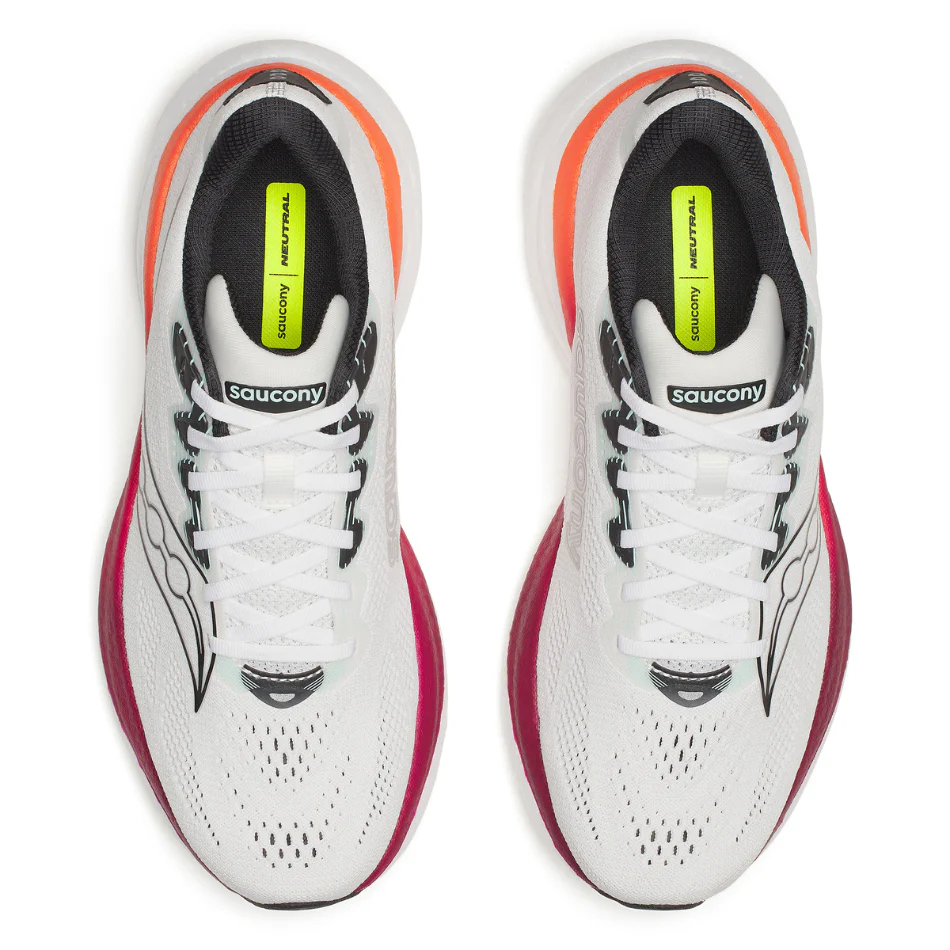 Saucony Men's Ride 19 Running Shoes in White/Crimson SS26 - Image 3